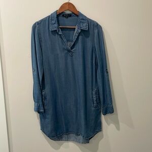 Soft denim shirt dress with pockets